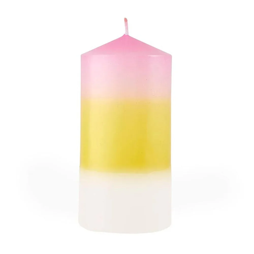 Mini Pillar Candle in Pink Orange White | Aesthetic Unscented Dinner Candle 4.7